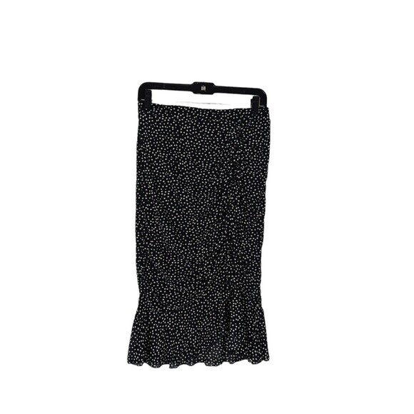 NWT Ember Skirt M Women's Black Polka Dot Ruffled Side Slit Trumpet Hem Glam - Picture 1 of 6